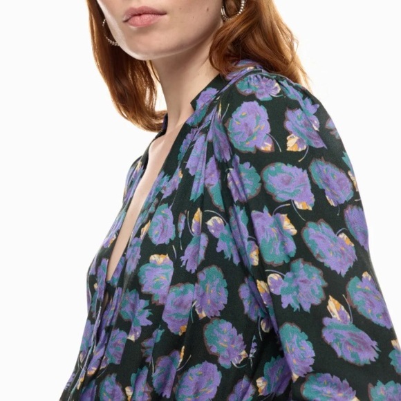 Nwt Zadig & Voltaire Floral Long Sleeve 
Reveal Roses Lavender Mini Blue Dress - Picture 2 of 9